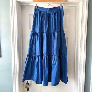 Xirena Angeline Tiered Cotton Midi Skirt Size XS Royal Blue